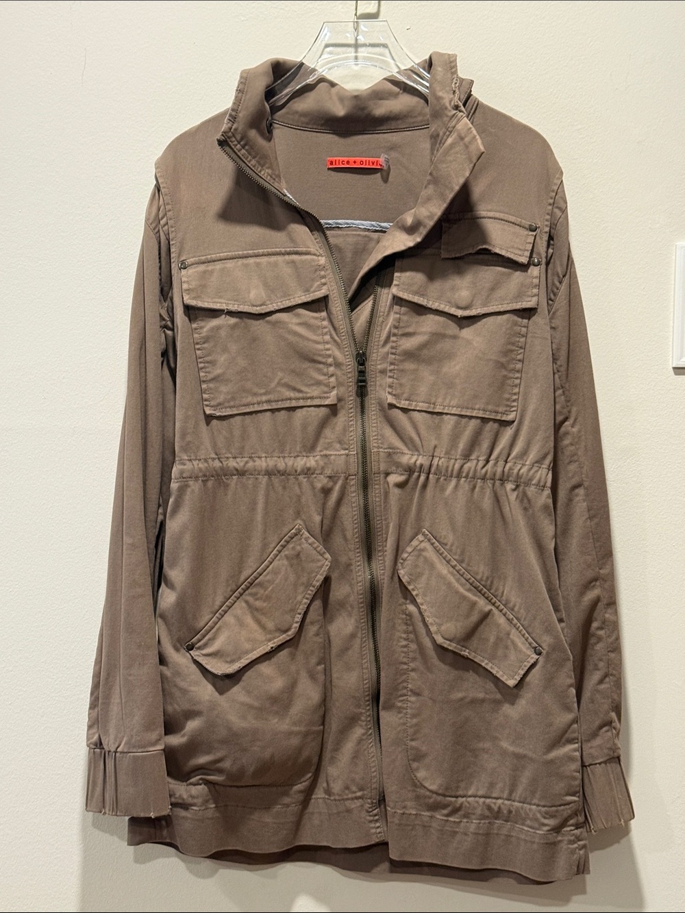 Alice + Olivia Olive Green Utility Field Cargo Jacket Size S